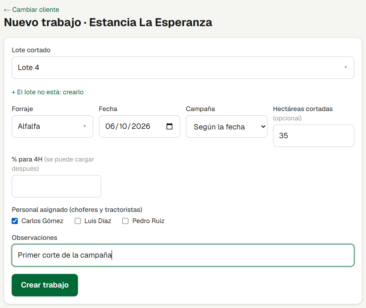 Formulario de nuevo trabajo