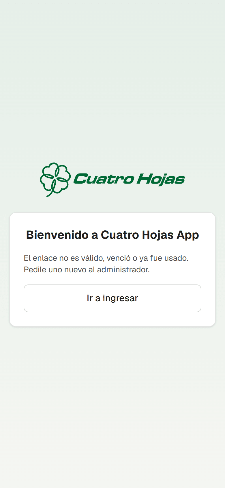 Aviso de enlace vencido o ya usado